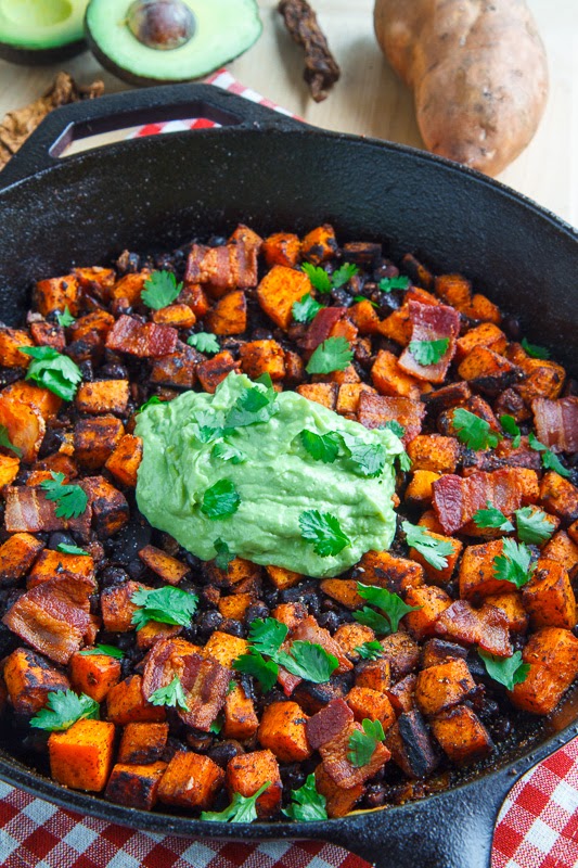 Chipotle Sweet Potato and Black Bean Hash with Guacamole Chipotle Sweet Potato and Black Bean Hash with Guacamole