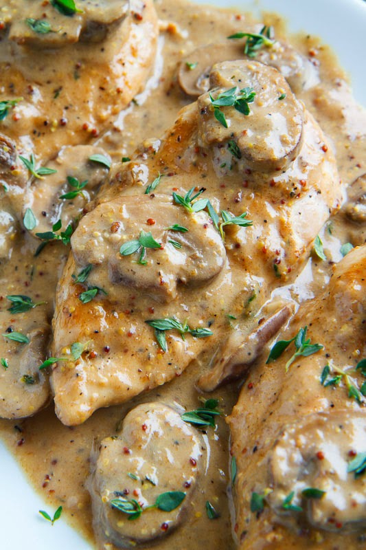 Chicken and Mushroom Skillet in a Creamy Asiago and Mustard Sauce Chicken and Mushroom Skillet in a Creamy Asiago and Mustard Sauce