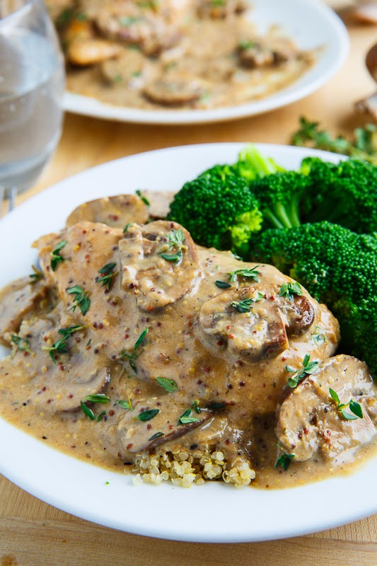 Chicken and Mushroom Skillet in a Creamy Asiago and Mustard Sauce Chicken and Mushroom Skillet in a Creamy Asiago and Mustard Sauce