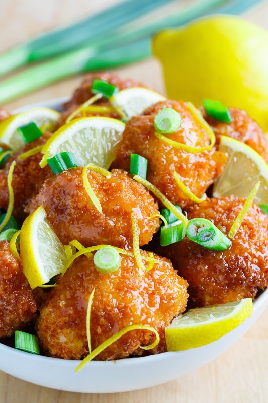 Crispy Honey Lemon Cauliflower on Chili and Garlic Stir Fried Zoodles Crispy Honey Lemon Cauliflower on Chili and Garlic Stir Fried Zoodles