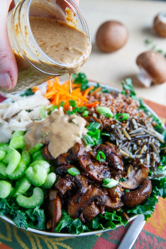 Chicken and Wild Rice Kale Salad in a Creamy Asiago Balsamic Dressing Chicken and Wild Rice Kale Salad in a Creamy Asiago Balsamic Dressing