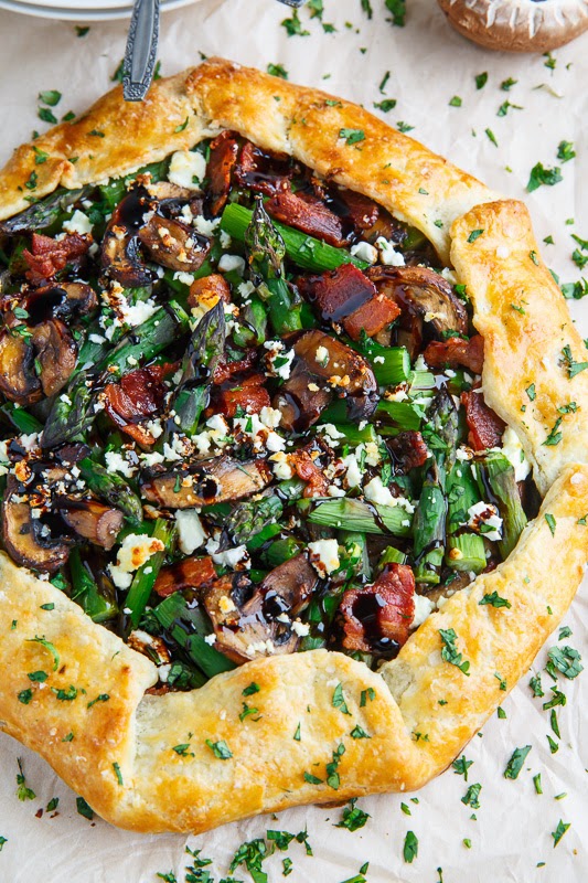 Asparagus and Mushroom Galette with Bacon, Goat Cheese and Balsamic Reduction Asparagus and Mushroom Galette with Bacon, Goat Cheese and Balsamic Reduction