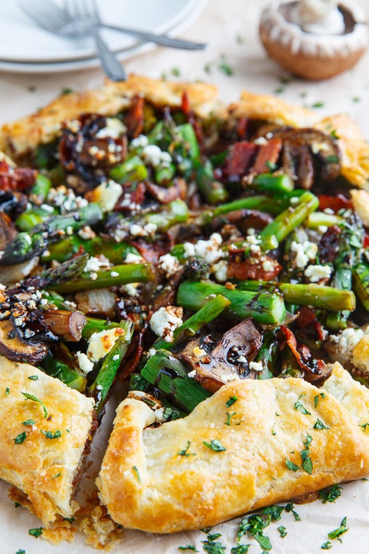 Asparagus and Mushroom Galette with Bacon, Goat Cheese and Balsamic Reduction Asparagus and Mushroom Galette with Bacon, Goat Cheese and Balsamic Reduction
