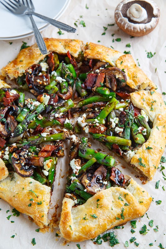 Asparagus and Mushroom Galette with Bacon, Goat Cheese and Balsamic Reduction Asparagus and Mushroom Galette with Bacon, Goat Cheese and Balsamic Reduction