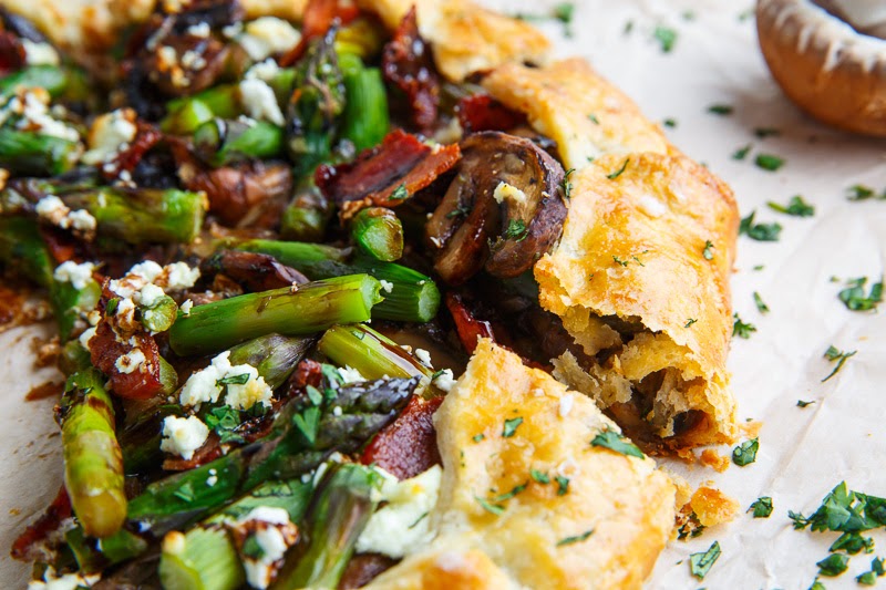 Asparagus and Mushroom Galette with Bacon, Goat Cheese and Balsamic Reduction Asparagus and Mushroom Galette with Bacon, Goat Cheese and Balsamic Reduction