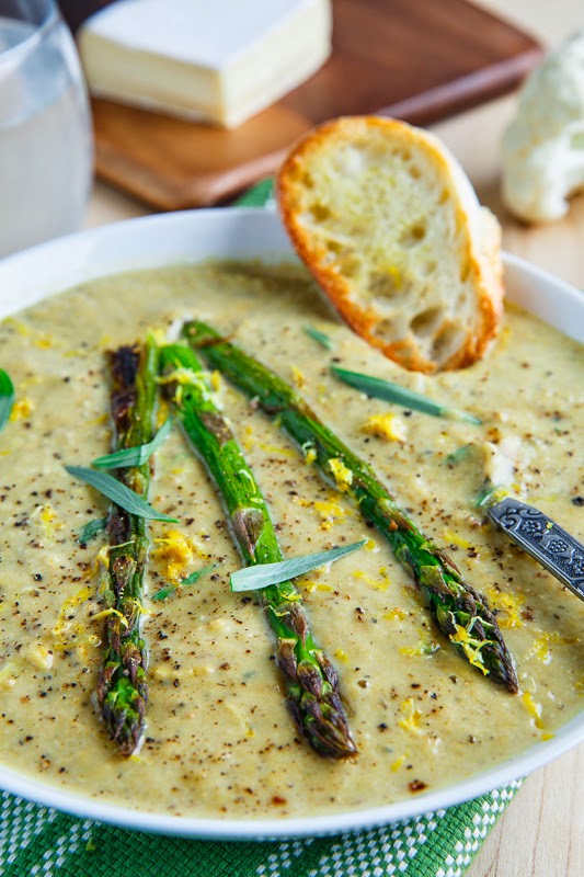 Creamy Roasted Asparagus and Brie Cauliflower Soup Creamy Roasted Asparagus and Brie Cauliflower Soup