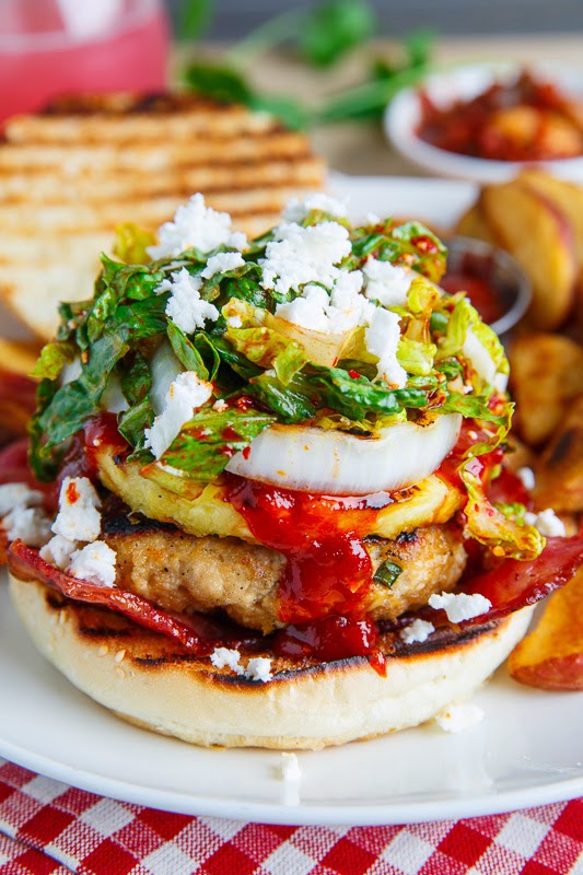 Korean BBQ Chicken Burgers with Grilled Pineapple and Gochujang BBQ Sauce Korean BBQ Chicken Burgers with Grilled Pineapple and Gochujang BBQ Sauce