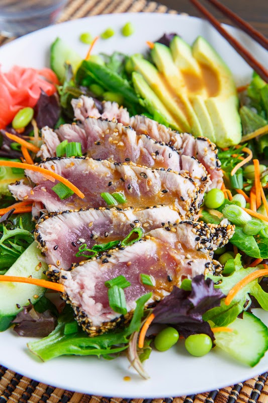 Sesame Crusted Seared Ahi Tuna 'Sushi' Salad with Wasabi Vinaigrette Sesame Crusted Seared Ahi Tuna 'Sushi' Salad with Wasabi Vinaigrette