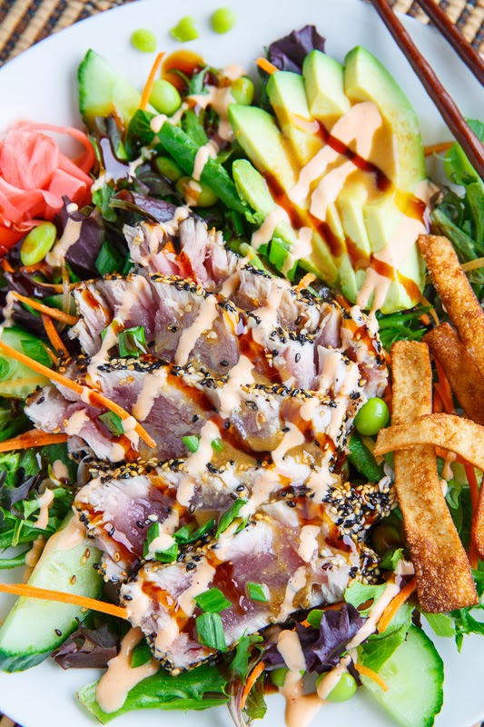 Sesame Crusted Seared Ahi Tuna 'Sushi' Salad with Wasabi Vinaigrette Sesame Crusted Seared Ahi Tuna 'Sushi' Salad with Wasabi Vinaigrette