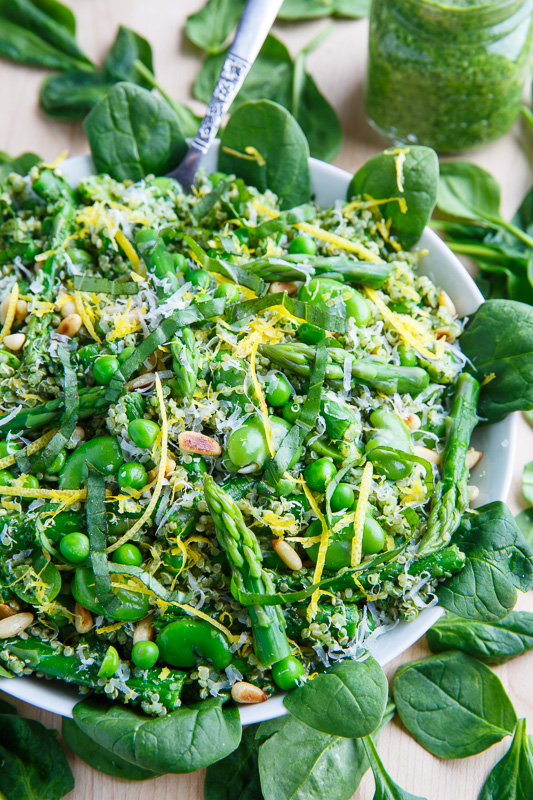 Asparagus and Pea Spinach Pesto Quinoa Salad Asparagus and Pea Spinach Pesto Quinoa Salad