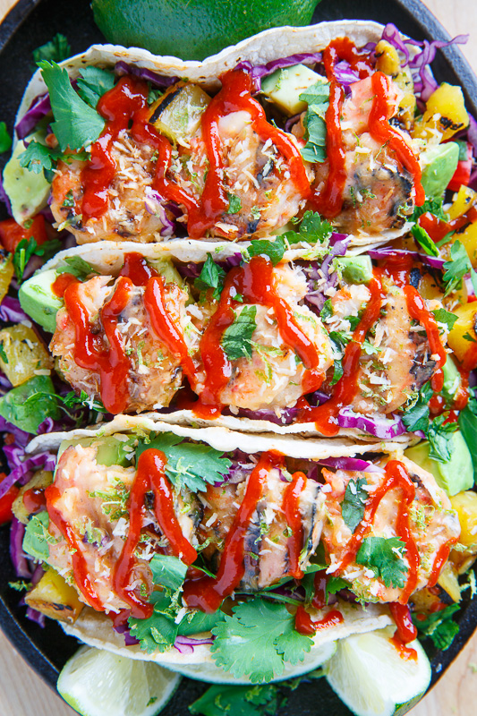 Grilled Coconut and Pineapple Sweet Chili Shrimp Tacos Grilled Coconut and Pineapple Sweet Chili Shrimp Tacos