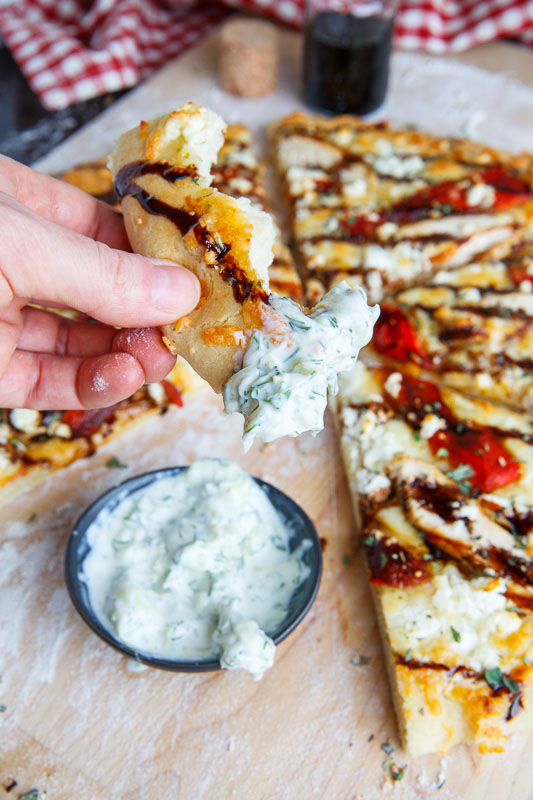 Mediterranean Grilled Chicken and Roasted Red Pepper Pizza with Feta and Balsamic Glaze Mediterranean Grilled Chicken and Roasted Red Pepper Pizza with Feta and Balsamic Glaze