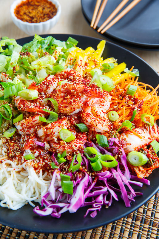 Korean Style Cold Tofu Shirataki Noodle Salad with Shrimp Korean Style Cold Tofu Shirataki Noodle Salad with Shrimp