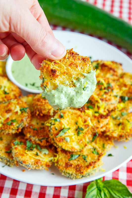 Crispy Lemon Parmesan Zucchini Chips with Basil Aioli Crispy Lemon Parmesan Zucchini Chips with Basil Aioli