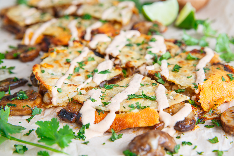 Mushroom Quesadillas with Chipotle Crema Mushroom Quesadillas with Chipotle Crema