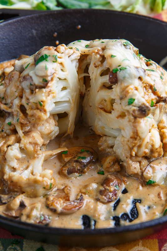 Roast Head of Cauliflower in Creamy Mushroom Sauce Roast Head of Cauliflower in Creamy Mushroom Sauce