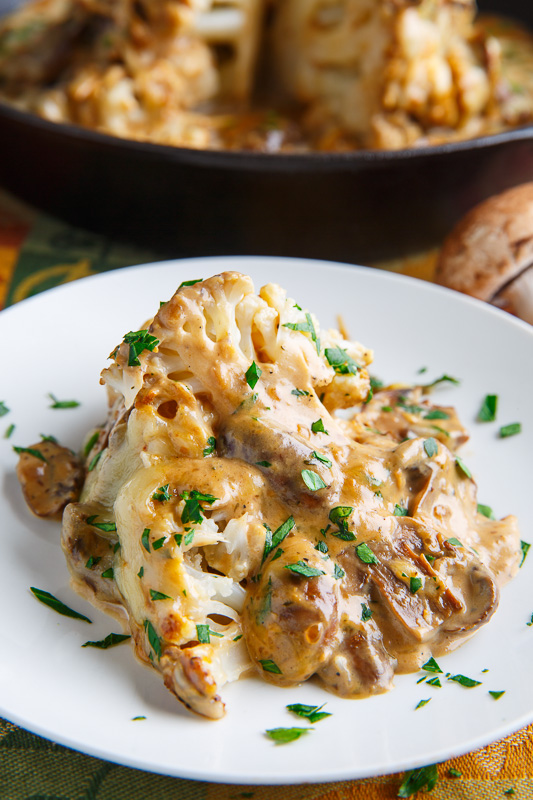 Roast Head of Cauliflower in Creamy Mushroom Sauce Roast Head of Cauliflower in Creamy Mushroom Sauce