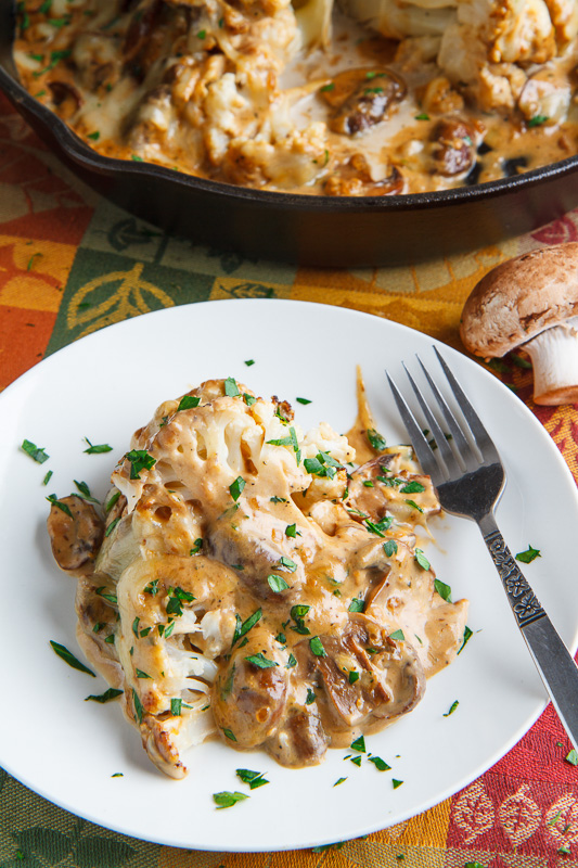 Roast Head of Cauliflower in Creamy Mushroom Sauce Roast Head of Cauliflower in Creamy Mushroom Sauce