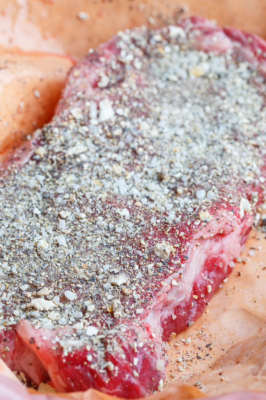 Mushroom and Peppercorn Crusted Steak in a Creamy Brie Mushroom Sauce Mushroom and Peppercorn Crusted Steak in a Creamy Brie Mushroom Sauce