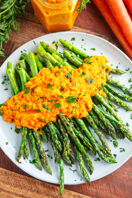 Grilled Asparagus with Carrot Ginger Dressing Grilled Asparagus with Carrot Ginger Dressing
