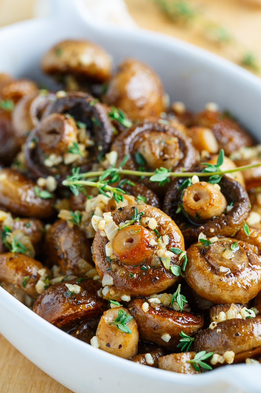Roasted Mushrooms in a Browned Butter, Garlic and Thyme Sauce Roasted Mushrooms in a Browned Butter, Garlic and Thyme Sauce