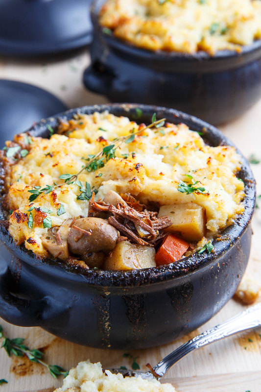 Steak and Guinness Stew with Irish White Cheddar Cauliflower Mash