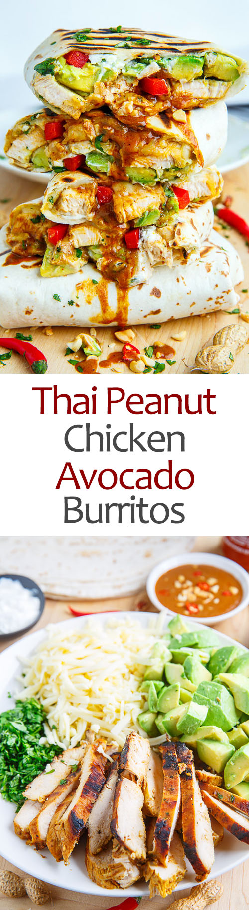 Thai Peanut Chicken Avocado Burritos Thai Peanut Chicken Avocado Burritos