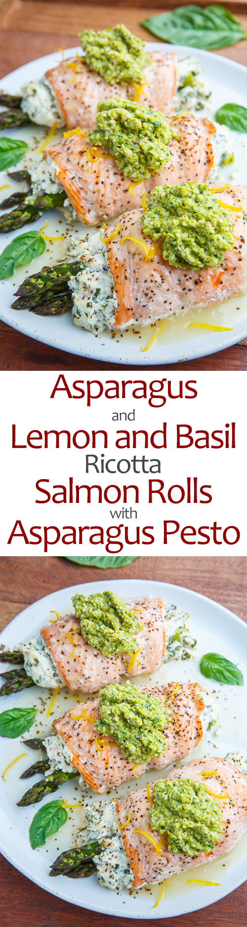 Asparagus and Lemon and Basil Ricotta Stuffed Salmon Rolls with Asparagus Pesto Asparagus and Lemon and Basil Ricotta Stuffed Salmon Rolls with Asparagus Pesto