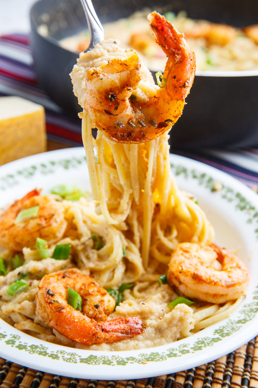 Cajun Shrimp Cauliflower Alfredo Linguini