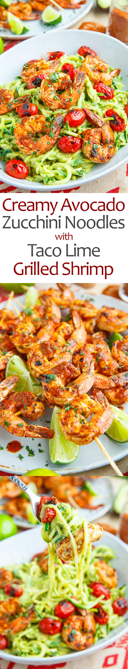Creamy Avocado Zucchini Noodle Pasta with Taco Lime Grilled Shrimp Creamy Avocado Zucchini Noodle Pasta with Taco Lime Grilled Shrimp