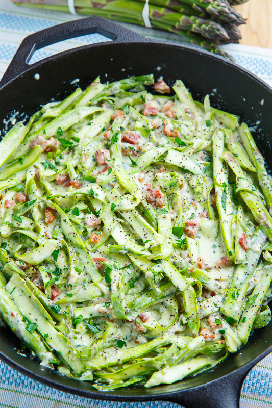 Creamy Brie Asparagus Noodle and Pancetta Carbonara Creamy Brie Asparagus Noodle and Pancetta Carbonara