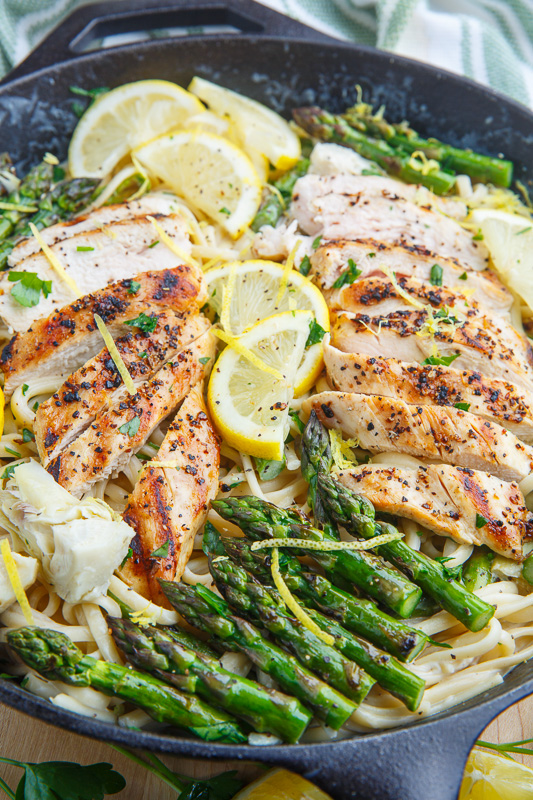Creamy Lemon Grilled Chicken, Asparagus and Artichoke Pasta Creamy Lemon Grilled Chicken, Asparagus and Artichoke Pasta
