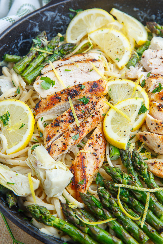 Creamy Lemon Grilled Chicken, Asparagus and Artichoke Pasta Creamy Lemon Grilled Chicken, Asparagus and Artichoke Pasta