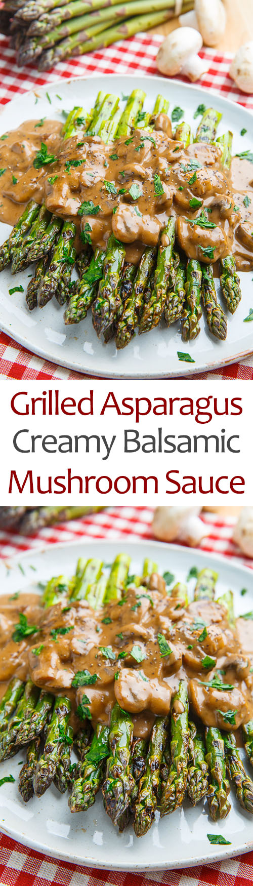 Grilled Asparagus in a Creamy Balsamic Mushroom Sauce Grilled Asparagus in a Creamy Balsamic Mushroom Sauce