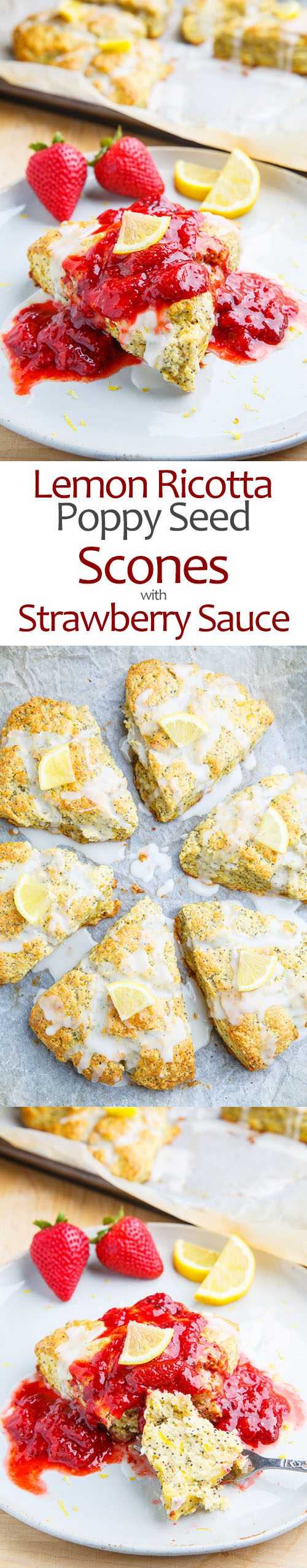 Lemon Poppy Seed Ricotta Scones with Strawberry Sauce Lemon Poppy Seed Ricotta Scones with Strawberry Sauce