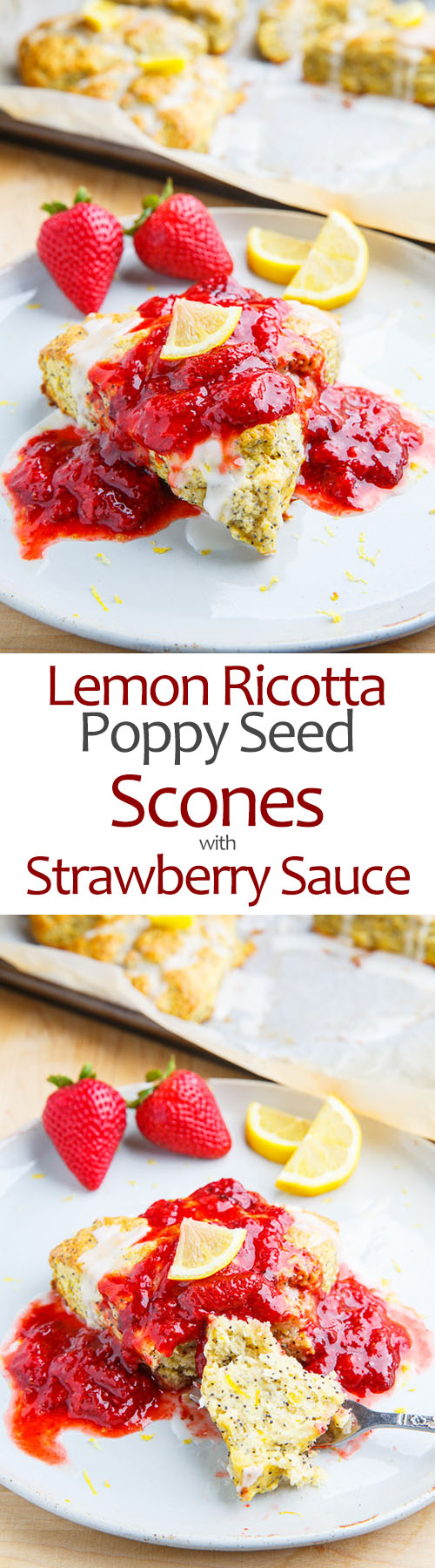 Lemon Poppy Seed Ricotta Scones with Strawberry Sauce Lemon Poppy Seed Ricotta Scones with Strawberry Sauce