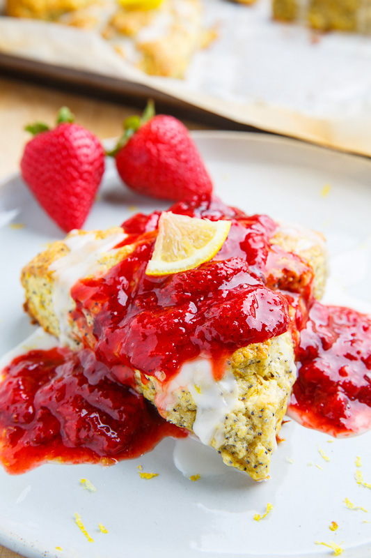 Lemon Poppy Seed Ricotta Scones with Strawberry Sauce Lemon Poppy Seed Ricotta Scones with Strawberry Sauce