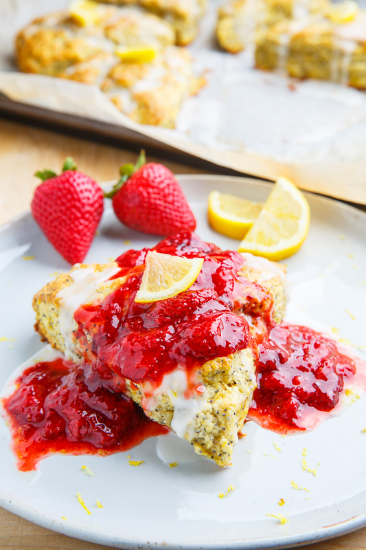 Lemon Poppy Seed Ricotta Scones with Strawberry Sauce Lemon Poppy Seed Ricotta Scones with Strawberry Sauce