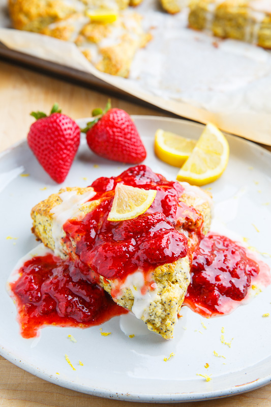 Lemon Poppy Seed Ricotta Scones with Strawberry Sauce Lemon Poppy Seed Ricotta Scones with Strawberry Sauce