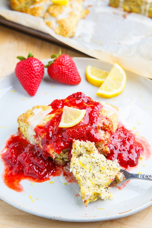 Lemon Poppy Seed Ricotta Scones with Strawberry Sauce Lemon Poppy Seed Ricotta Scones with Strawberry Sauce