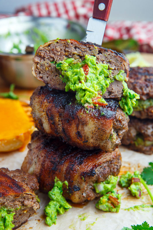 Bacon Wrapped Guacamole Stuffed Burgers Bacon Wrapped Guacamole Stuffed Burgers
