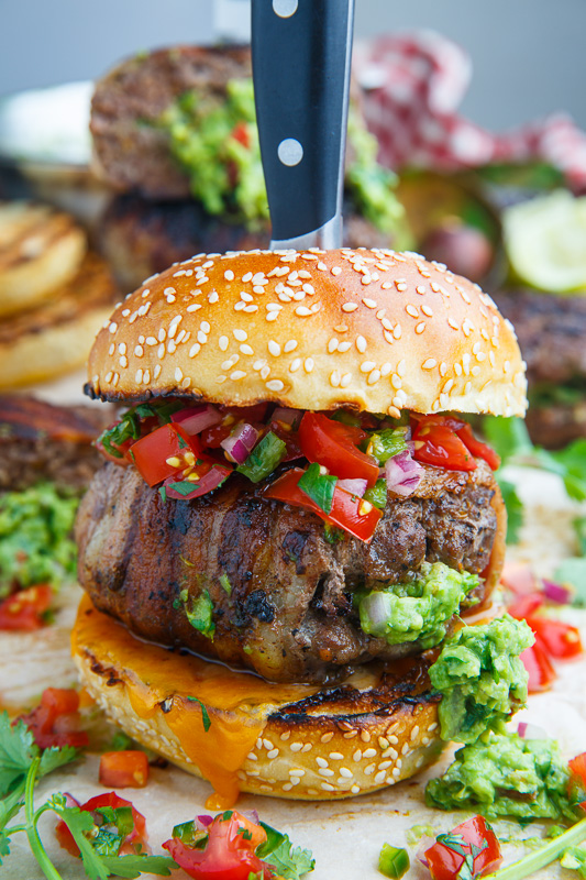 Bacon Wrapped Guacamole Stuffed Burgers Bacon Wrapped Guacamole Stuffed Burgers
