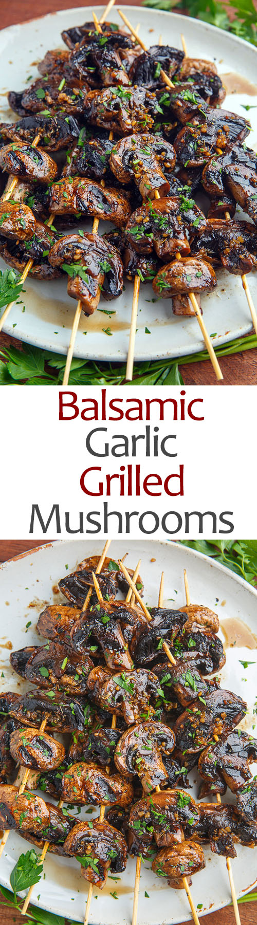 Balsamic Garlic Grilled Mushroom Skewers Balsamic Garlic Grilled Mushroom Skewers