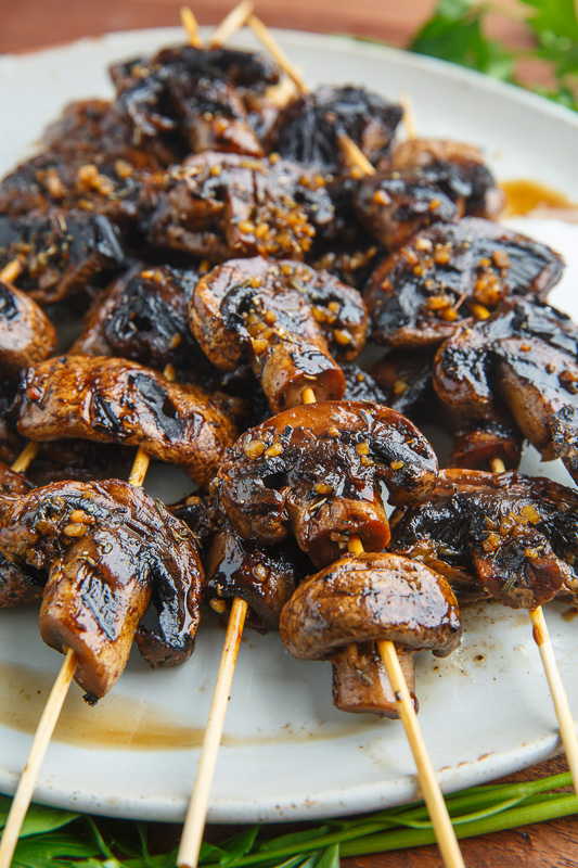 Balsamic Garlic Grilled Mushroom Skewers Balsamic Garlic Grilled Mushroom Skewers