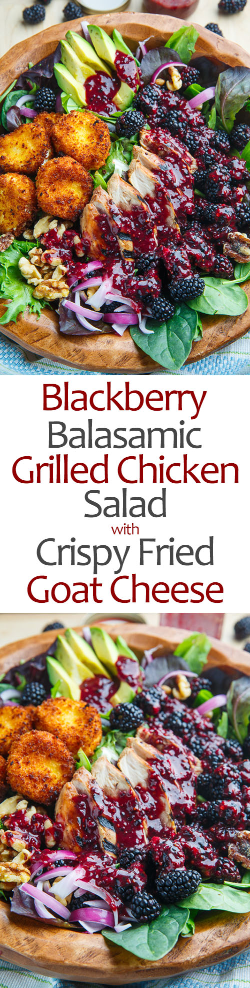Blackberry Balsamic Grilled Chicken Salad with Crispy Fried Goat Cheese Blackberry Balsamic Grilled Chicken Salad with Crispy Fried Goat Cheese