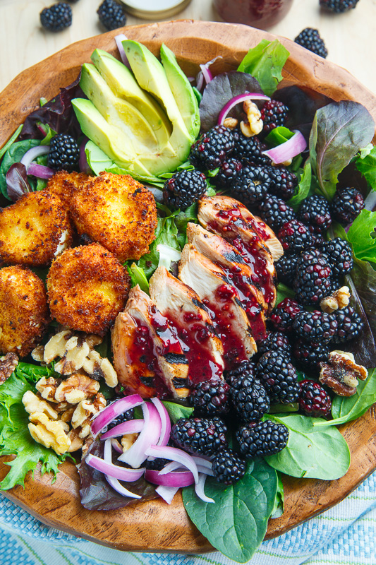 Blackberry Balsamic Grilled Chicken Salad with Crispy Fried Goat Cheese Blackberry Balsamic Grilled Chicken Salad with Crispy Fried Goat Cheese