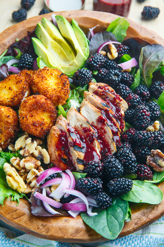 Blackberry Balsamic Grilled Chicken Salad with Crispy Fried Goat Cheese Blackberry Balsamic Grilled Chicken Salad with Crispy Fried Goat Cheese
