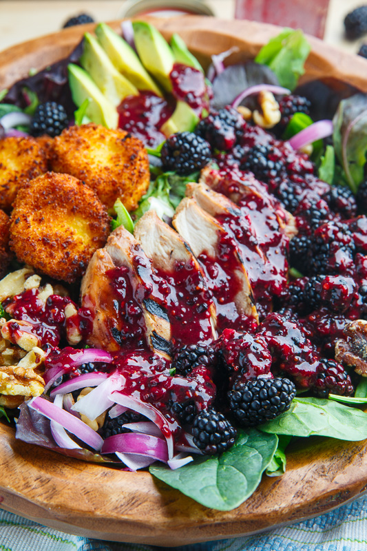 Blackberry Balsamic Grilled Chicken Salad with Crispy Fried Goat Cheese Blackberry Balsamic Grilled Chicken Salad with Crispy Fried Goat Cheese