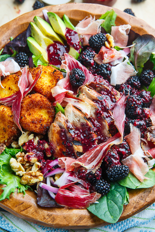 Blackberry Balsamic Grilled Chicken Salad with Crispy Fried Goat Cheese Blackberry Balsamic Grilled Chicken Salad with Crispy Fried Goat Cheese