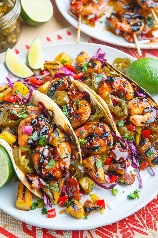 Teriyaki Grilled Shrimp and Pineapple Tacos with Candied Jalapeno and Bacon Teriyaki Grilled Shrimp and Pineapple Tacos with Candied Jalapeno and Bacon